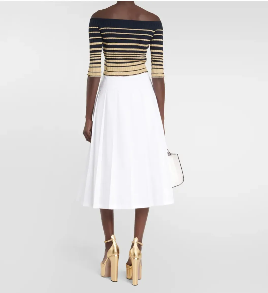 VALENTINO  |Stripes Casual Style Cropped Cotton Party Style Office Style