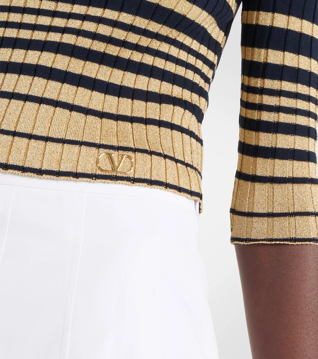 VALENTINO  |Stripes Casual Style Cropped Cotton Party Style Office Style