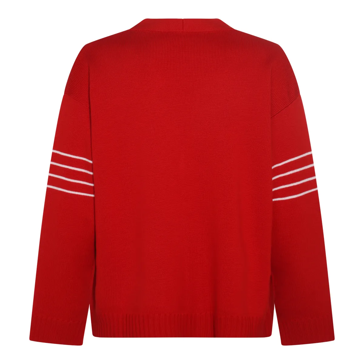 VALENTINO  |Stripes Wool Plain Logo Front Button Luxury Cardigans