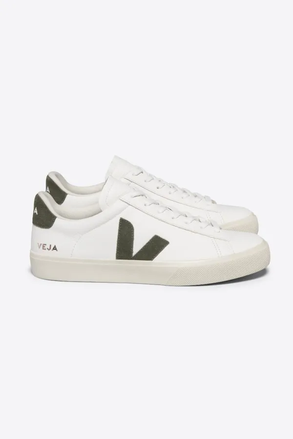 Veja Mens Campo ChromeFree Leather Sneakers - White/Kaki