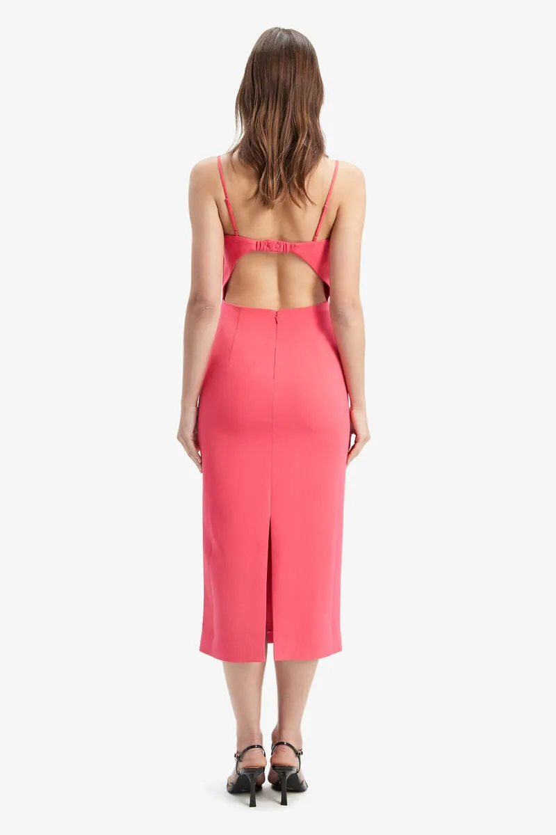 Vienna Midi Dress In Hot Pink