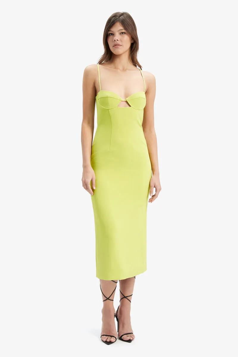 Vienna Midi Dress In Lime