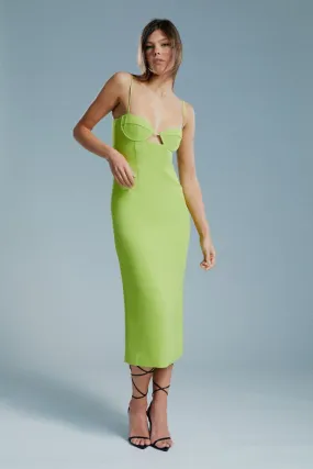 Vienna Midi Dress In Lime