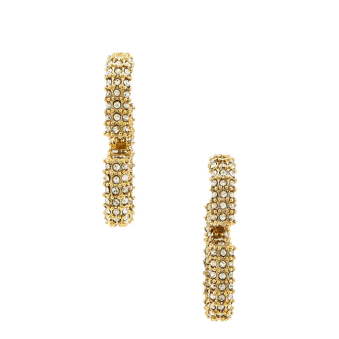 VLogo Metal Pave Earrings 2.5cm