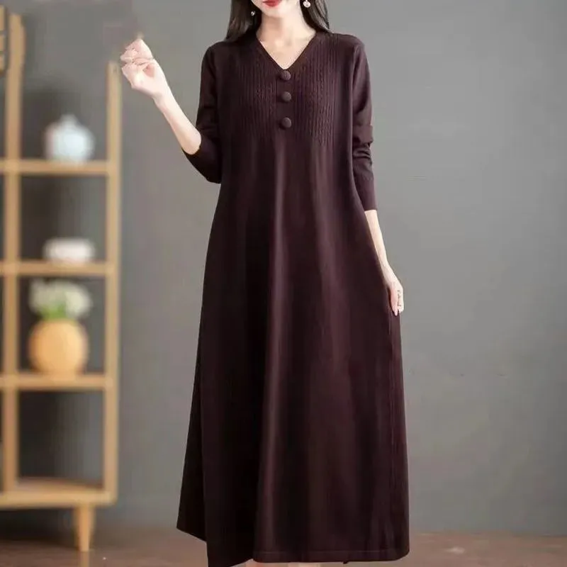 Women's Autumn Winter Long Knit Dresses Oversize