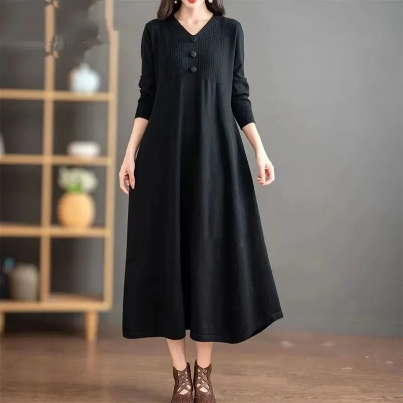 Women's Autumn Winter Long Knit Dresses Oversize