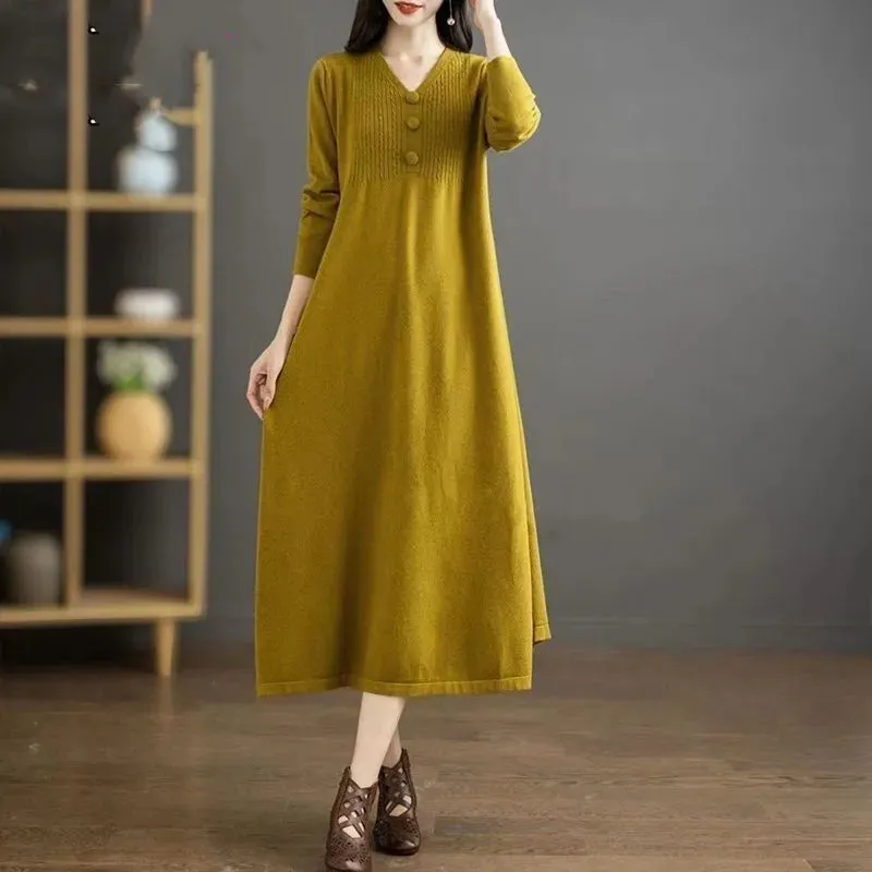 Women's Autumn Winter Long Knit Dresses Oversize