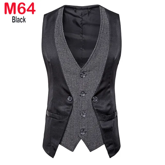 Xituodai Herringbone Tweed Mens Waistcoat Formal Business Casual Slim Fit Vests for Men Retro British Style Gentleman Men Suit V