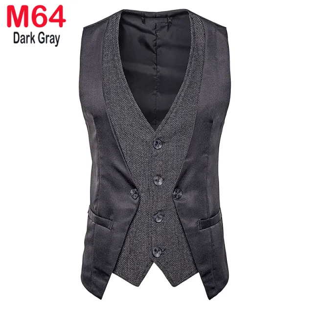 Xituodai Herringbone Tweed Mens Waistcoat Formal Business Casual Slim Fit Vests for Men Retro British Style Gentleman Men Suit V