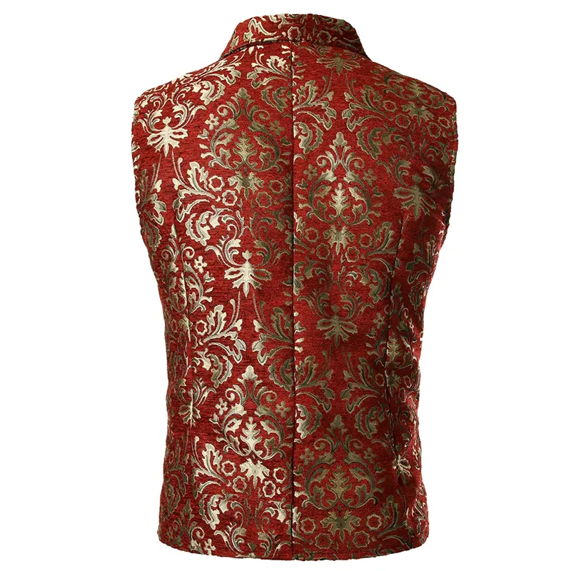 Xituodai Men's Luxury Brocade Paisley Floral Double-Breasted Suit Vest Victorian Gothic Steampunk Waistcoat Men Chalecos Para Ho