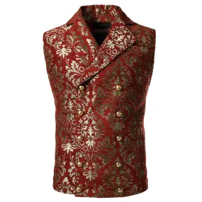 Xituodai Men's Luxury Brocade Paisley Floral Double-Breasted Suit Vest Victorian Gothic Steampunk Waistcoat Men Chalecos Para Ho