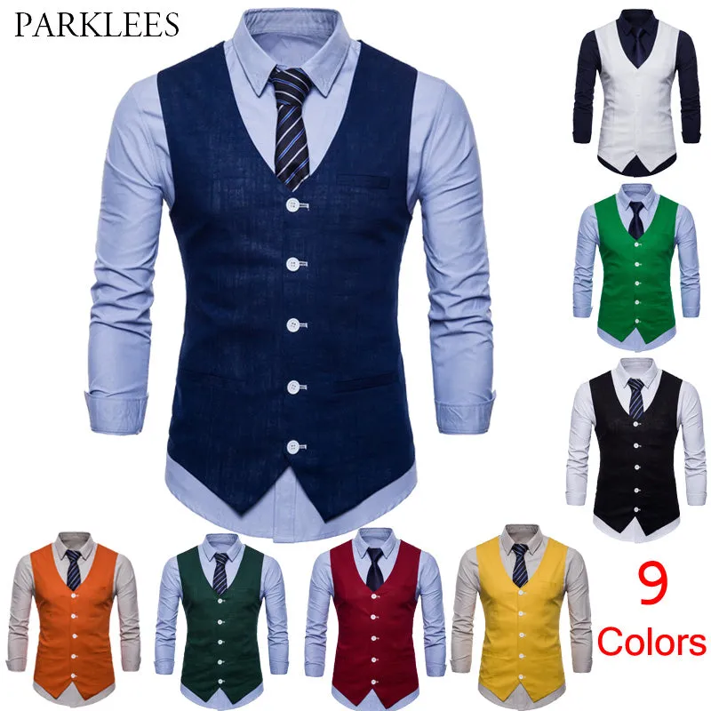 Xituodai Mens Slim Fit Single Breasted Suit Vest 2022 Brand New Formal Dress Business Wedding Vest Waistcoat Men Solid Color Gil