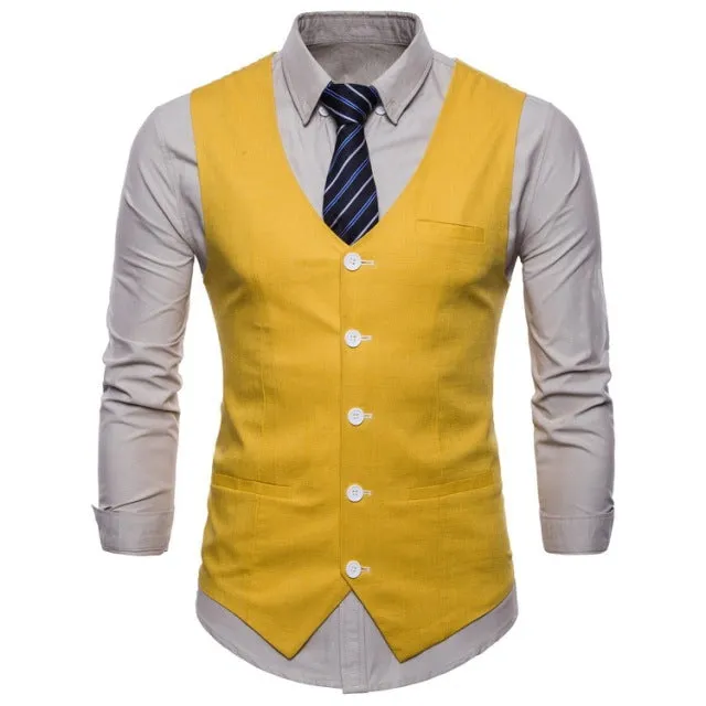 Xituodai Mens Slim Fit Single Breasted Suit Vest 2022 Brand New Formal Dress Business Wedding Vest Waistcoat Men Solid Color Gil