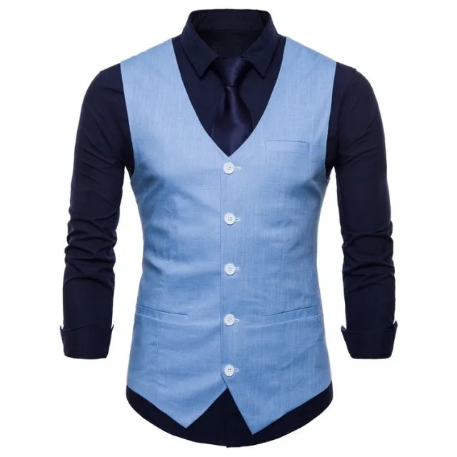 Xituodai Mens Slim Fit Single Breasted Suit Vest 2022 Brand New Formal Dress Business Wedding Vest Waistcoat Men Solid Color Gil