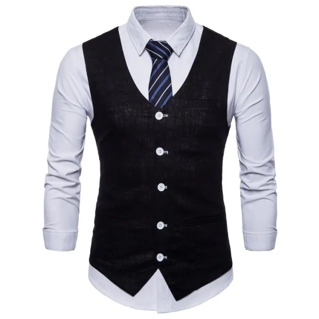 Xituodai Mens Slim Fit Single Breasted Suit Vest 2022 Brand New Formal Dress Business Wedding Vest Waistcoat Men Solid Color Gil