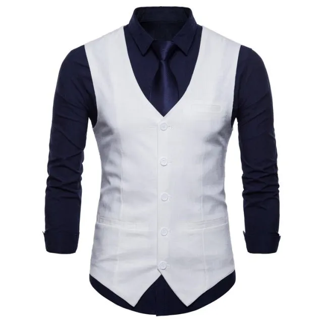 Xituodai Mens Slim Fit Single Breasted Suit Vest 2022 Brand New Formal Dress Business Wedding Vest Waistcoat Men Solid Color Gil