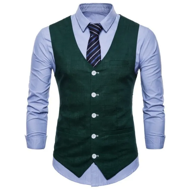 Xituodai Mens Slim Fit Single Breasted Suit Vest 2022 Brand New Formal Dress Business Wedding Vest Waistcoat Men Solid Color Gil