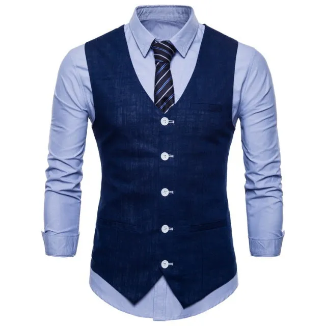 Xituodai Mens Slim Fit Single Breasted Suit Vest 2022 Brand New Formal Dress Business Wedding Vest Waistcoat Men Solid Color Gil