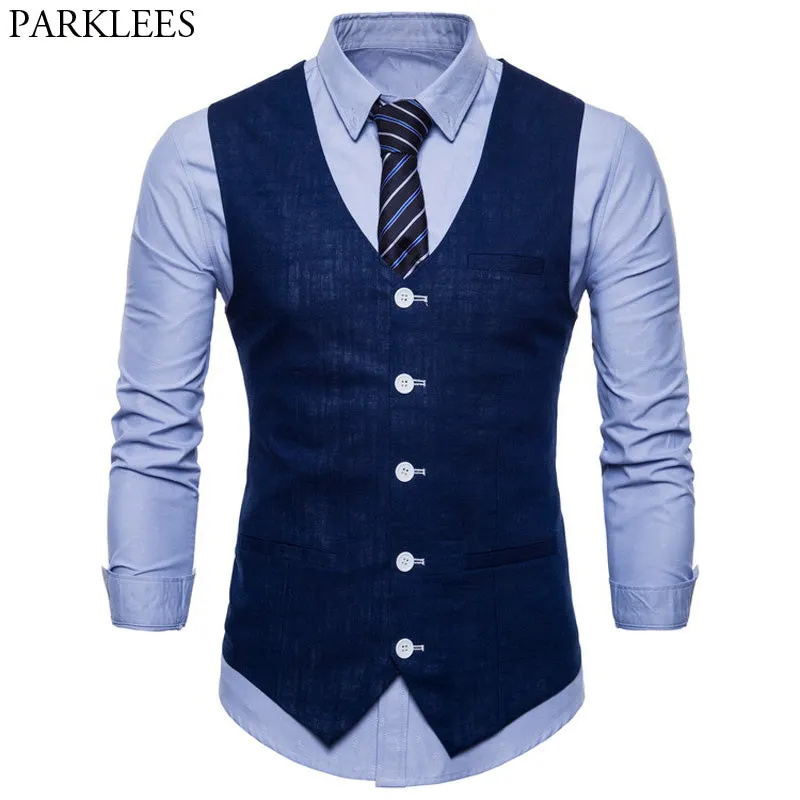 Xituodai Mens Slim Fit Single Breasted Suit Vest 2022 Brand New Formal Dress Business Wedding Vest Waistcoat Men Solid Color Gil