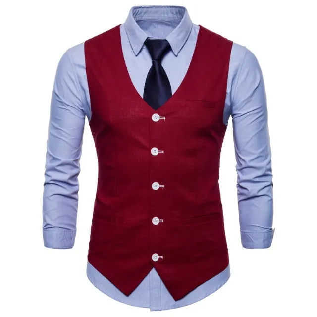 Xituodai Mens Slim Fit Single Breasted Suit Vest 2022 Brand New Formal Dress Business Wedding Vest Waistcoat Men Solid Color Gil