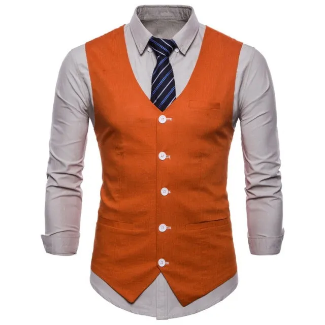 Xituodai Mens Slim Fit Single Breasted Suit Vest 2022 Brand New Formal Dress Business Wedding Vest Waistcoat Men Solid Color Gil