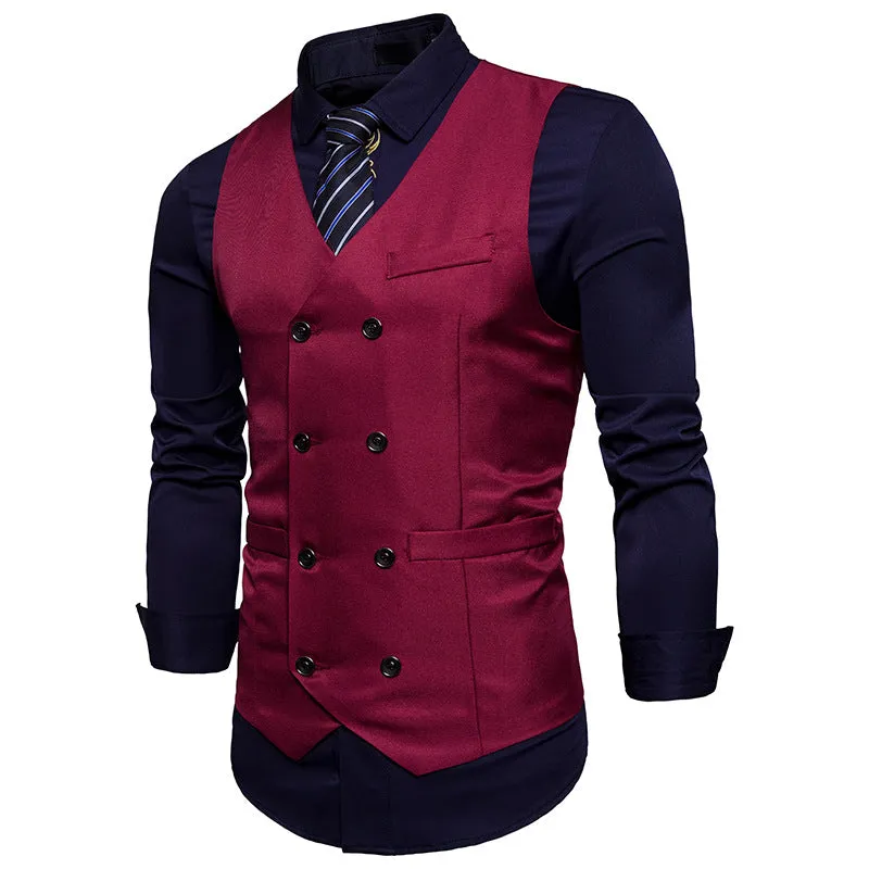 Xituodai New Brand Dress Vests For Men Casual Slim Fit Mens Suit Vest Double breasted Waistcoat Gilet Homme Formal Business Jack