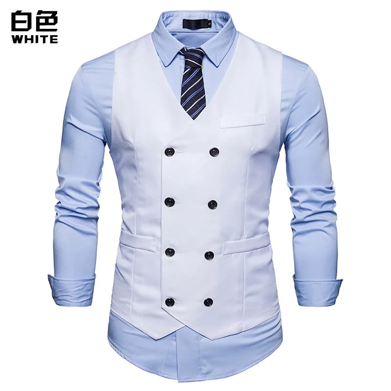 Xituodai New Brand Dress Vests For Men Casual Slim Fit Mens Suit Vest Double breasted Waistcoat Gilet Homme Formal Business Jack