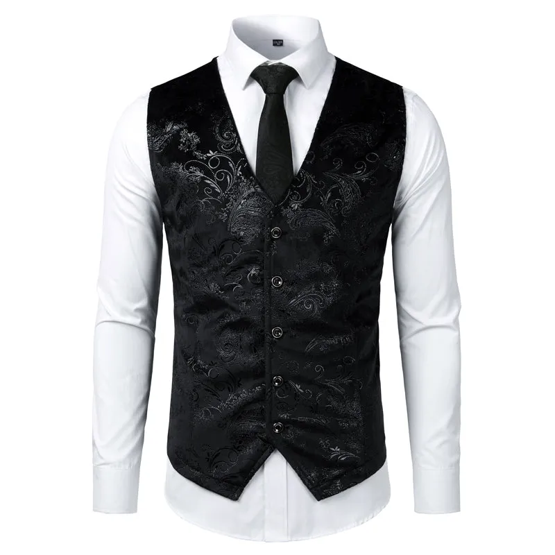 Xituodai Paisley Flower Steampunk Suit Vest Men 2022 Classic V Neck Slim Fit Single Breasted Flannel Waistcoat Mens Marriage Gil