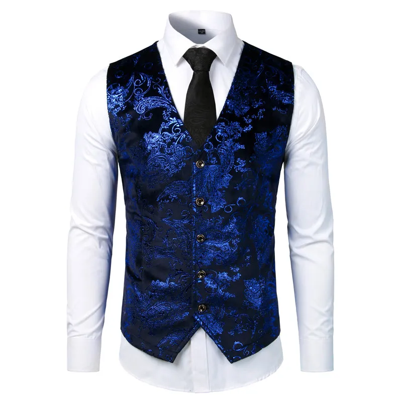 Xituodai Paisley Flower Steampunk Suit Vest Men 2022 Classic V Neck Slim Fit Single Breasted Flannel Waistcoat Mens Marriage Gil