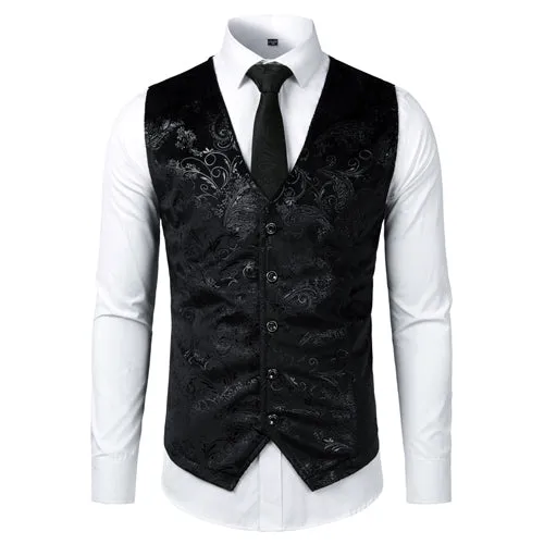 Xituodai Paisley Flower Steampunk Suit Vest Men 2022 Classic V Neck Slim Fit Single Breasted Flannel Waistcoat Mens Marriage Gil