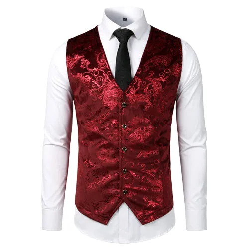 Xituodai Paisley Flower Steampunk Suit Vest Men 2022 Classic V Neck Slim Fit Single Breasted Flannel Waistcoat Mens Marriage Gil