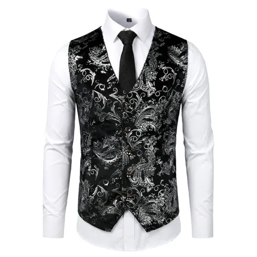 Xituodai Paisley Flower Steampunk Suit Vest Men 2022 Classic V Neck Slim Fit Single Breasted Flannel Waistcoat Mens Marriage Gil