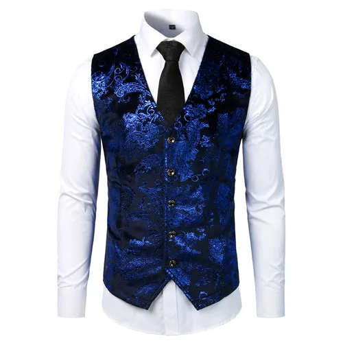 Xituodai Paisley Flower Steampunk Suit Vest Men 2022 Classic V Neck Slim Fit Single Breasted Flannel Waistcoat Mens Marriage Gil