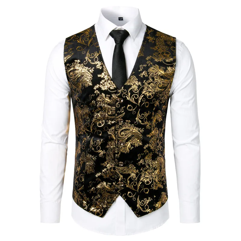 Xituodai Paisley Flower Steampunk Suit Vest Men 2022 Classic V Neck Slim Fit Single Breasted Flannel Waistcoat Mens Marriage Gil