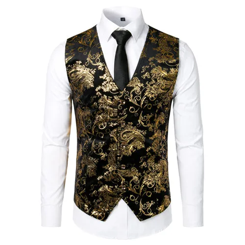 Xituodai Paisley Flower Steampunk Suit Vest Men 2022 Classic V Neck Slim Fit Single Breasted Flannel Waistcoat Mens Marriage Gil