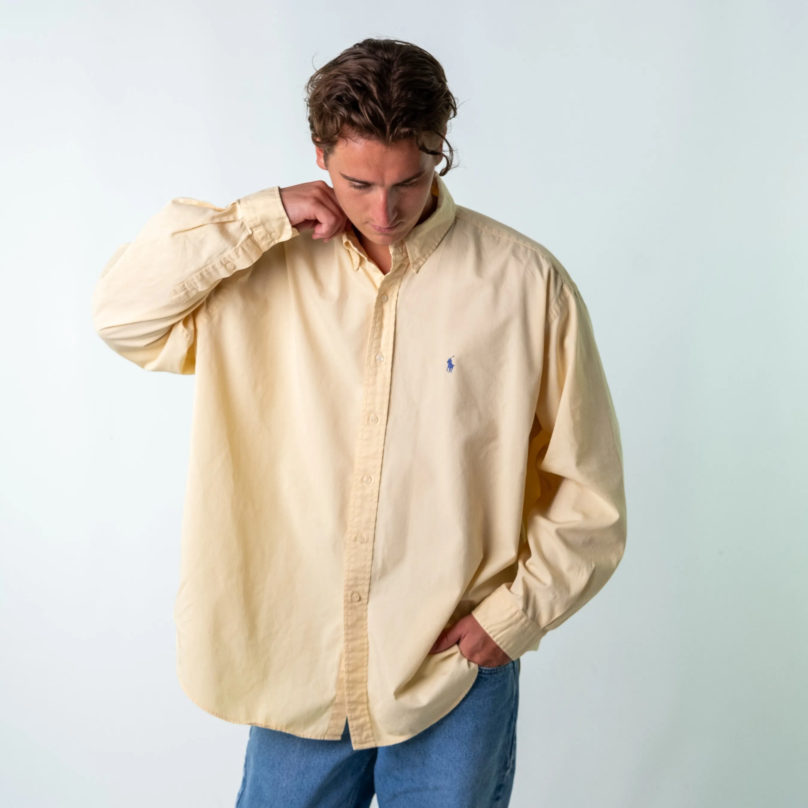 Yellow 90s Polo Ralph Lauren Blaire Longsleeve Casual Shirt (XXL)