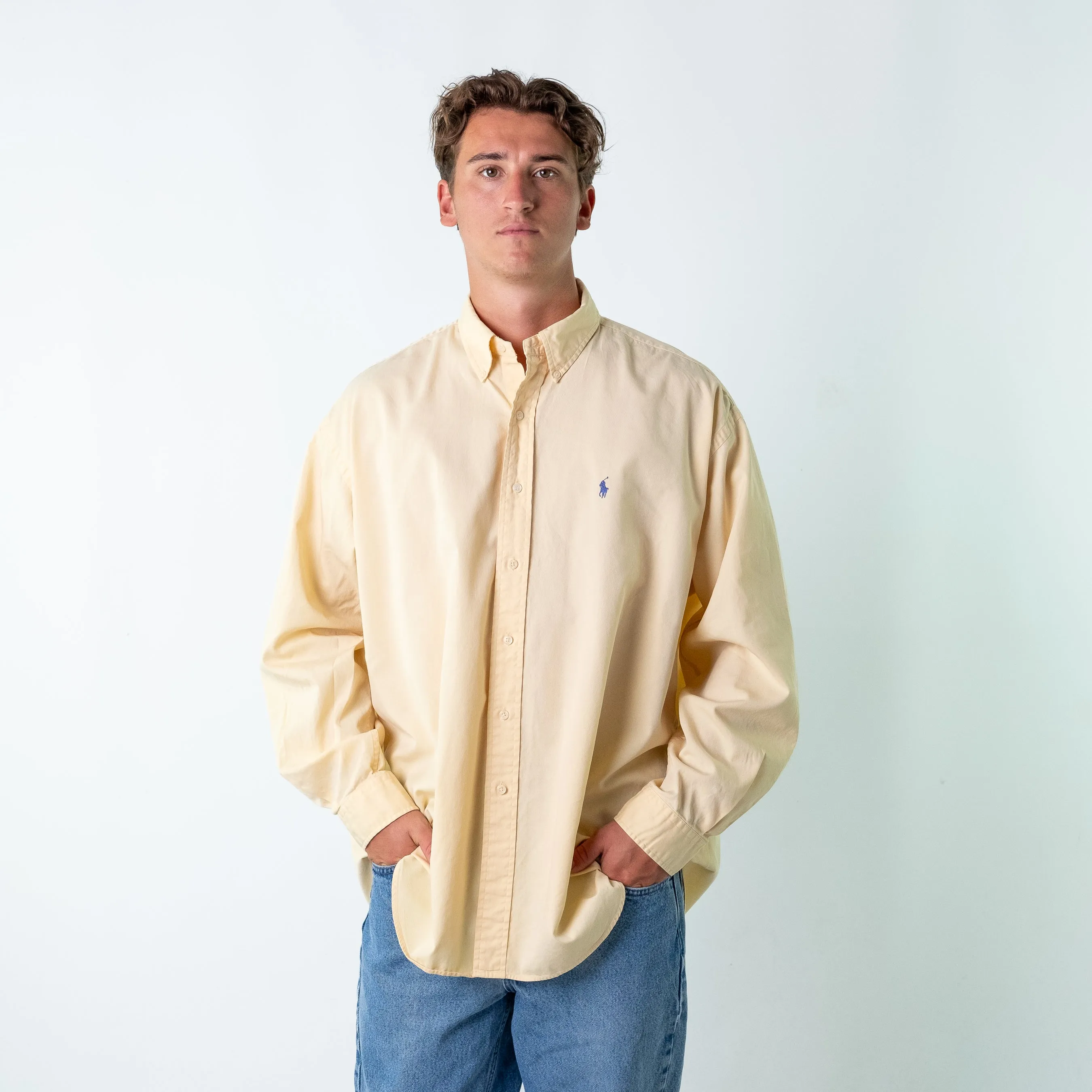 Yellow 90s Polo Ralph Lauren Blaire Longsleeve Casual Shirt (XXL)