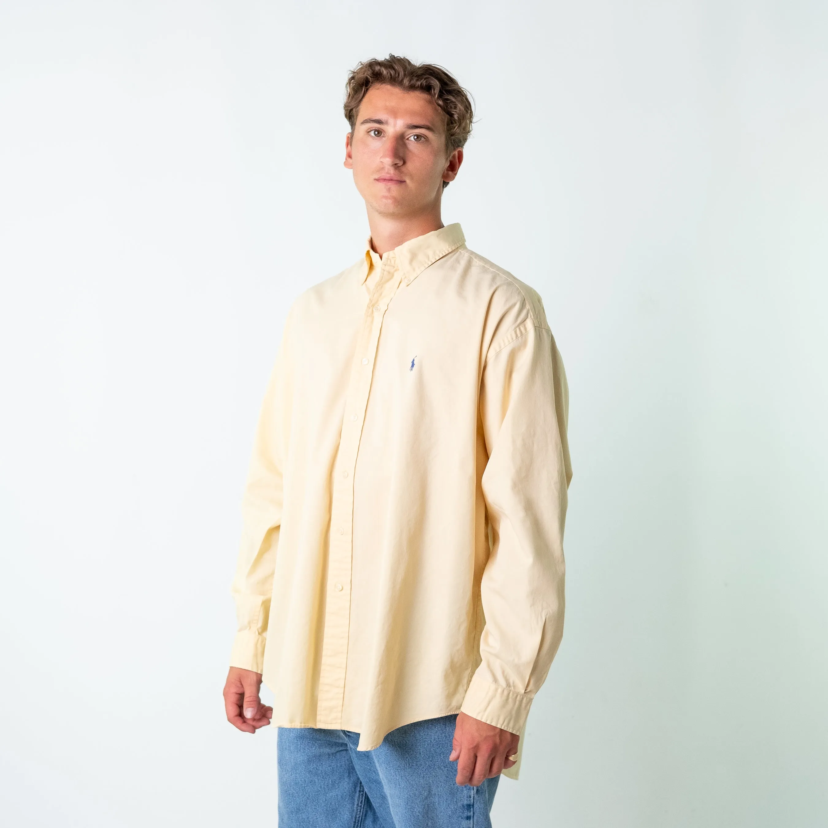 Yellow 90s Polo Ralph Lauren Blaire Longsleeve Casual Shirt (XXL)