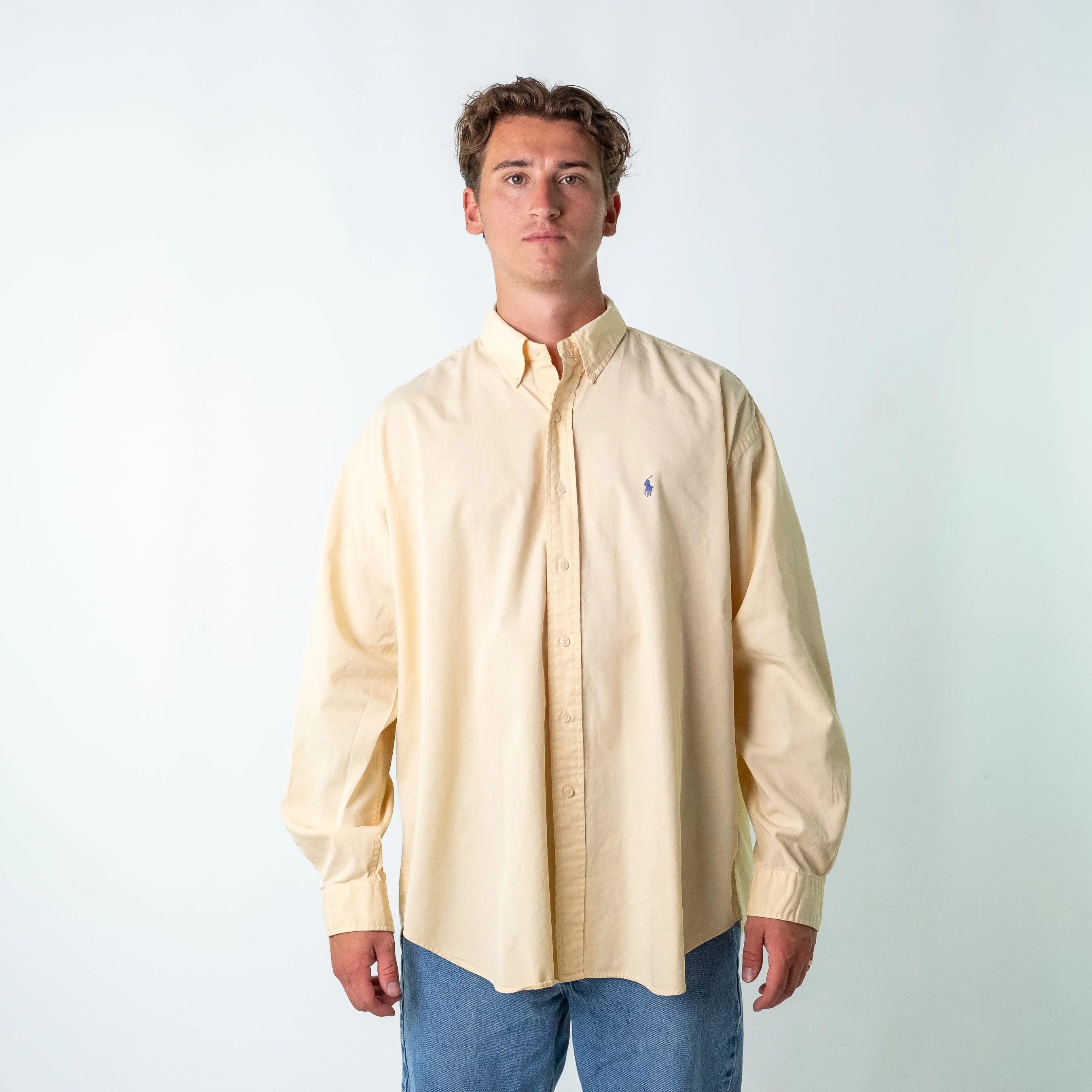 Yellow 90s Polo Ralph Lauren Blaire Longsleeve Casual Shirt (XXL)