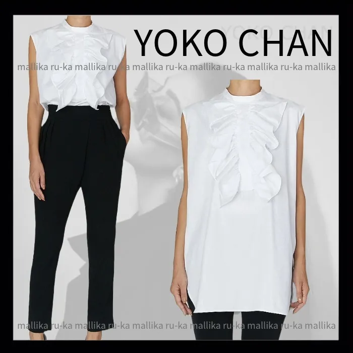 YOKOCHAN  |Casual Style Sleeveless Plain Cotton Party Style