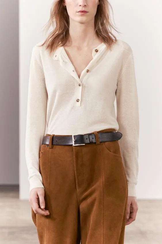 ZARA  |Casual Style Office Style Formal Style  V-neck & Crew neck